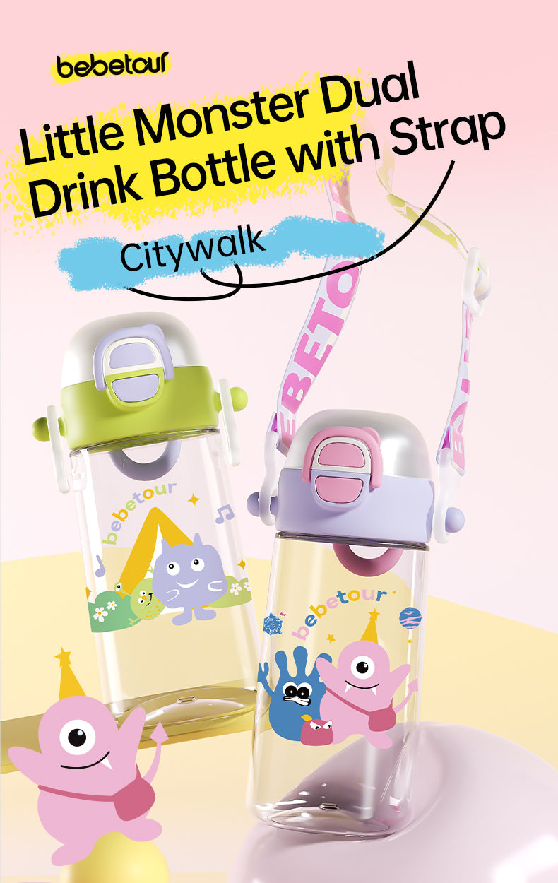 Bebetour Little Monster Dual Drink Bottle with Strap 530ML Bebetour Australia